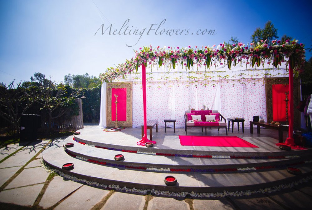 Corporate party venues in Bangalore Flower stage decoration