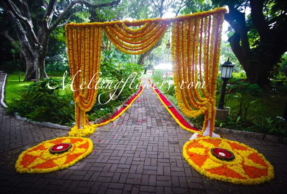 Traditional Flower Garlands Used In Wedding Decor