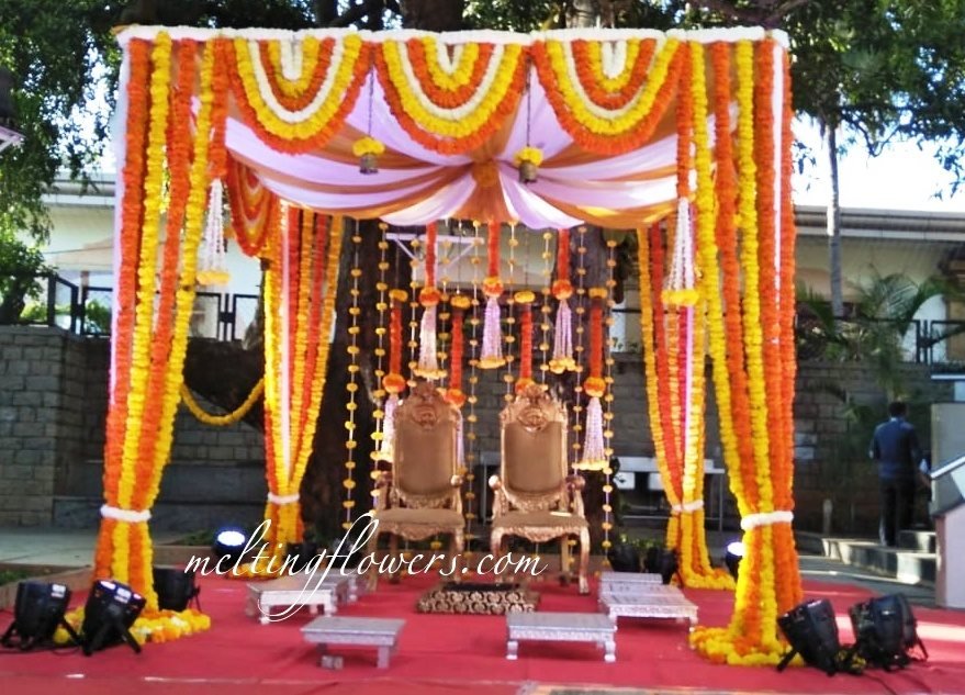 traditional floral mandap decor | Wedding Decorations, Flower